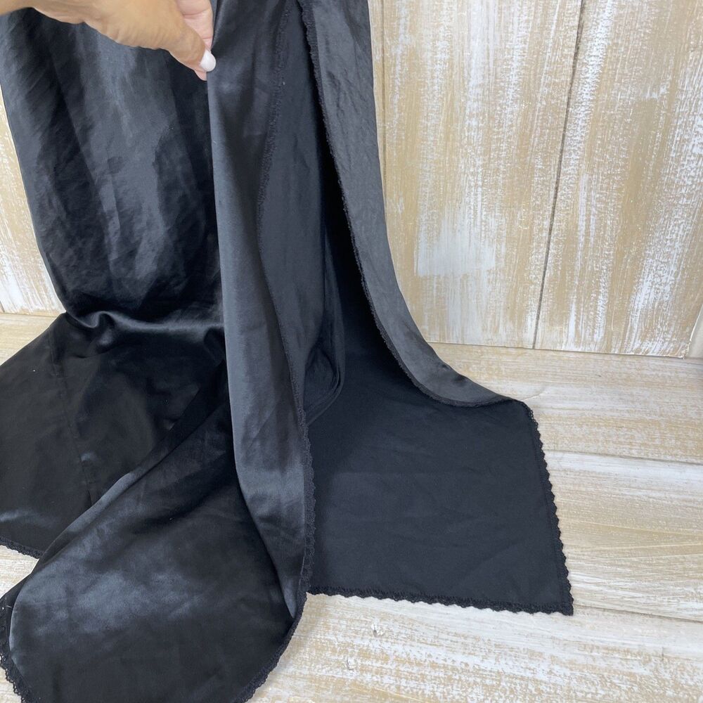 Y2K Victoria’s Secret S Long Sexy Slip Nightgown Black Satin Sequin Lace Slit - Picture 4 of 12